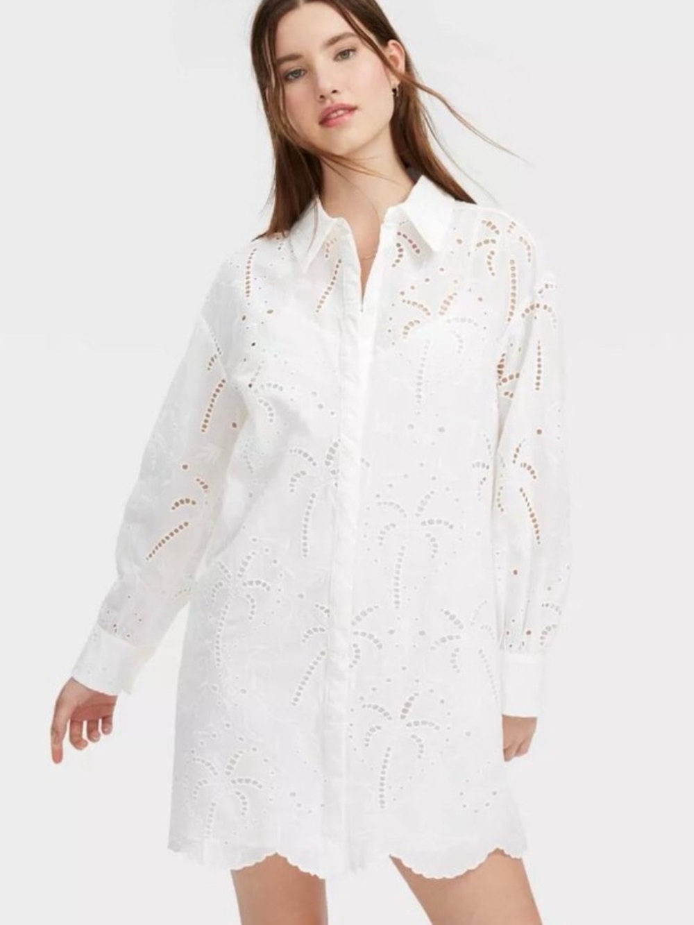 Roller Rabit for Target White Eyelet Button-Down Shirt Dress
